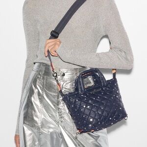 Authentic MZ WALLACE Mini Metro Deluxe Tote In Dawn With Silver Star